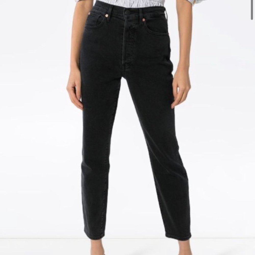 free people 3x1 denim high rise black slim jeans